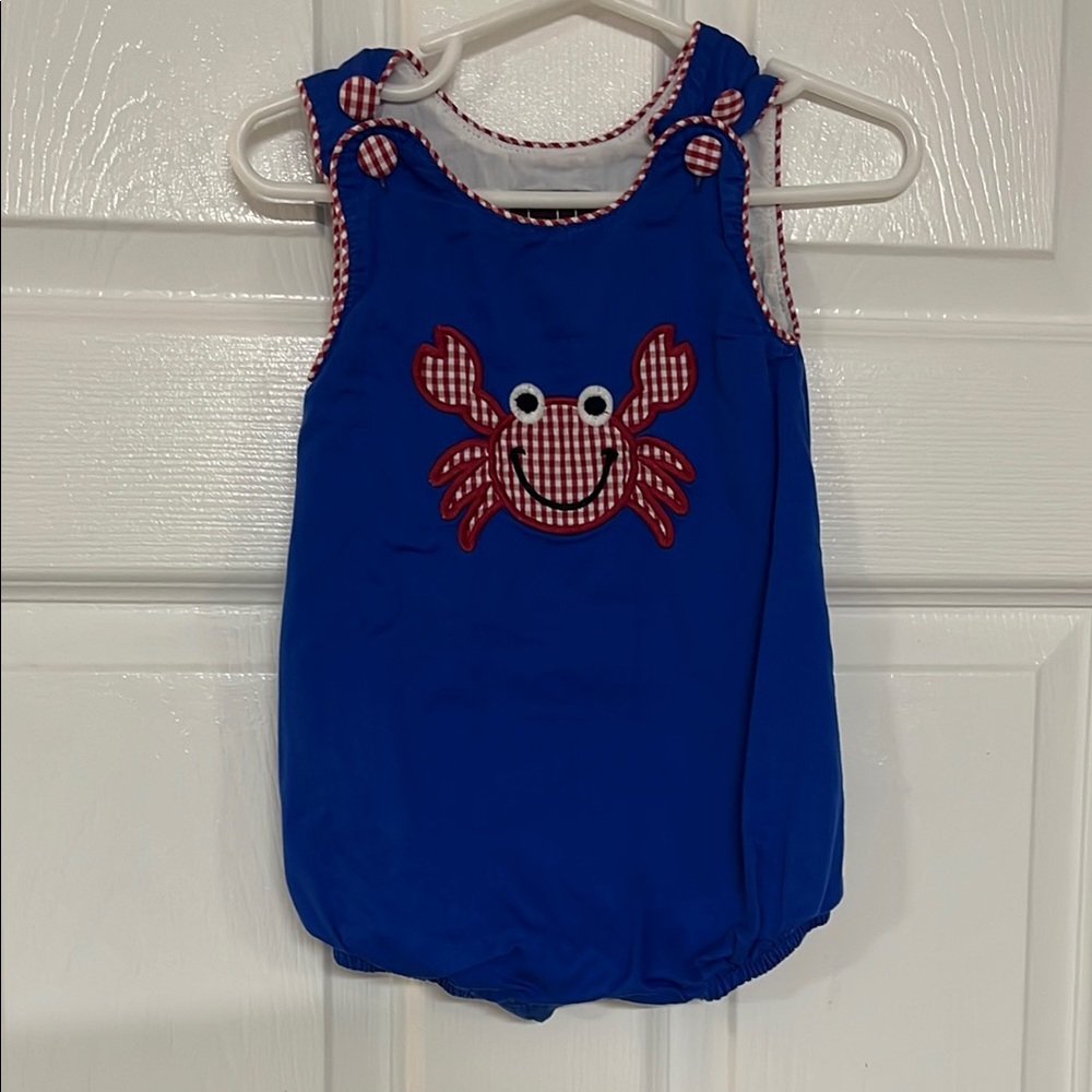 Cactus Blue and Red Onesie with Crab Design